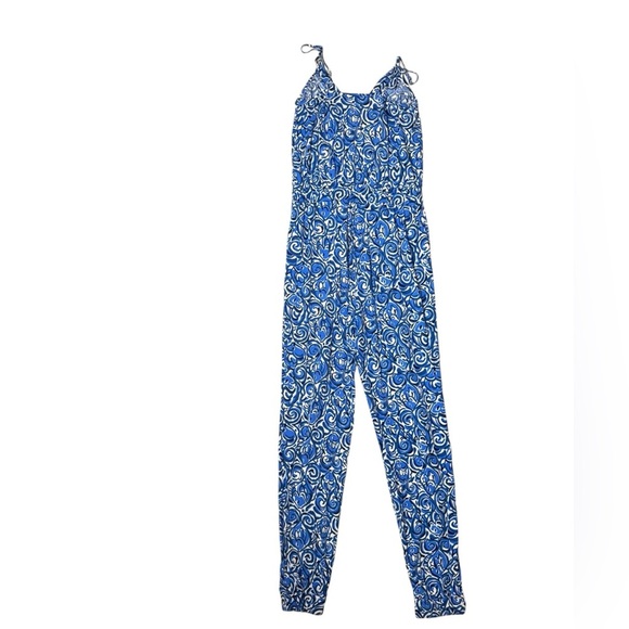 Lilly Pulitzer Melba Chasing Tails Jumpsuit XXS Blue White Print - Picture 4 of 8